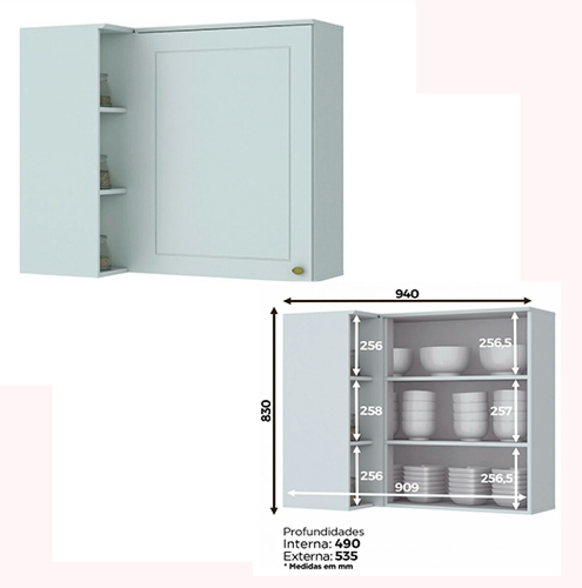 ARMARIO AEREO DVN ESQUINERO 94 cm MDF- Blanco L.Americana- 2 - Sin color 