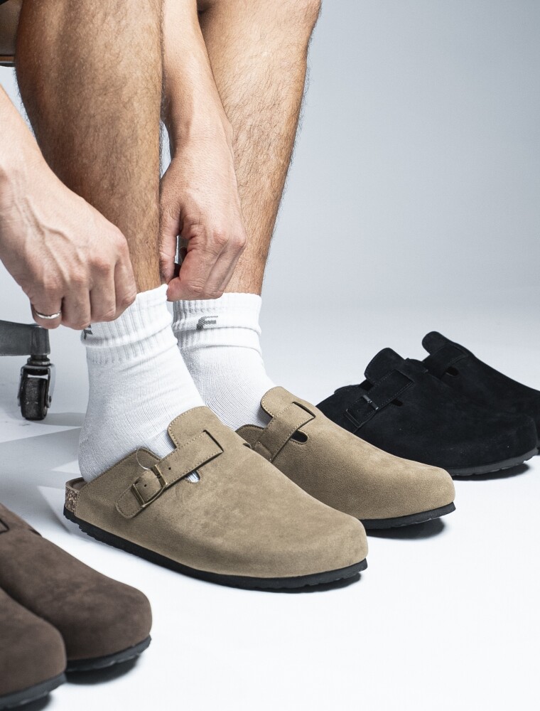 Zuecos con Hebilla Genova Taupe