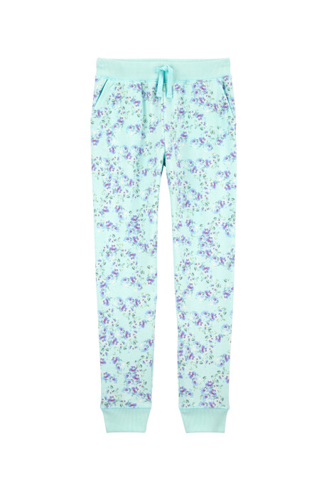 Pantalón deportivo de algodón, diseño floral Sin color