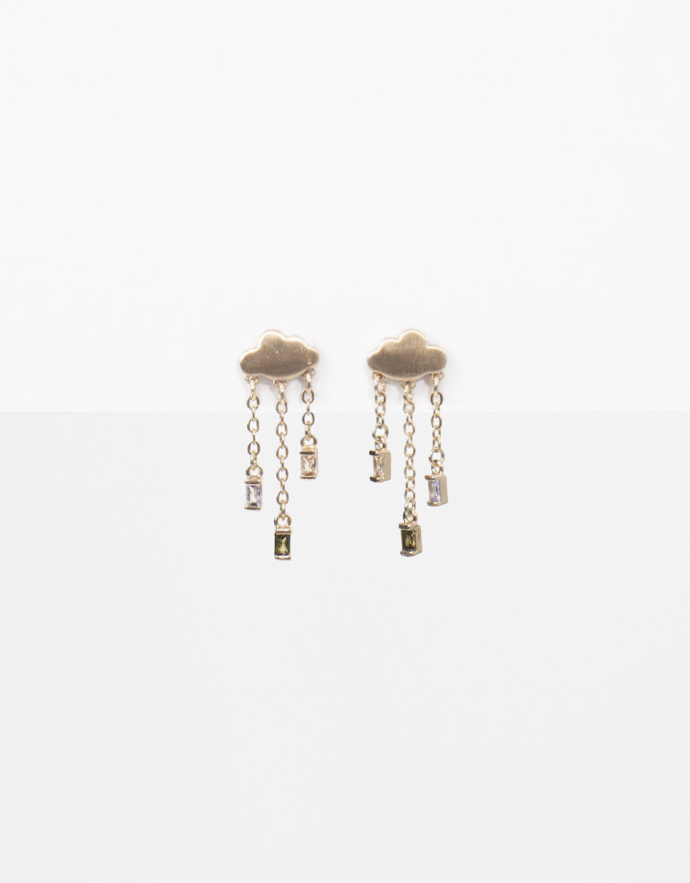 Aros Colgantes Cortos Strass Aros Colgantes Con Cubic Zirconia - Dorado