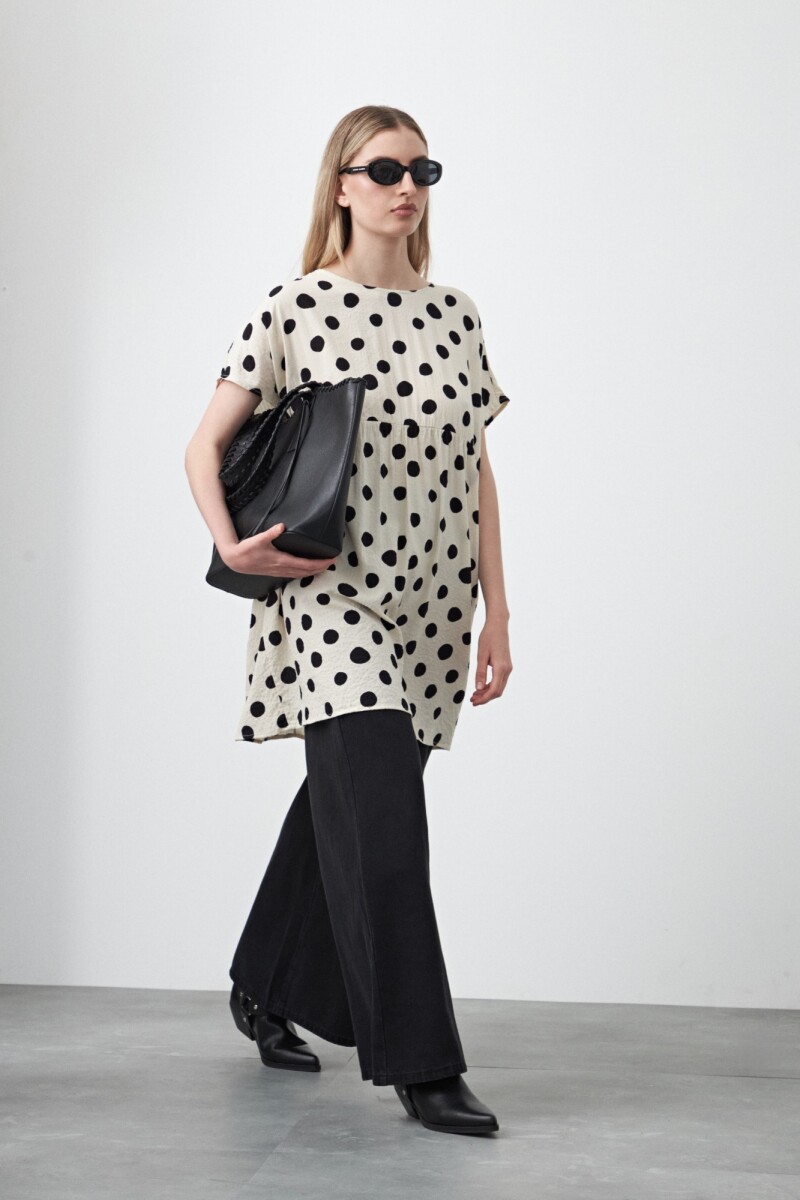 VESTIDO CASTAÑA Negro/Crudo