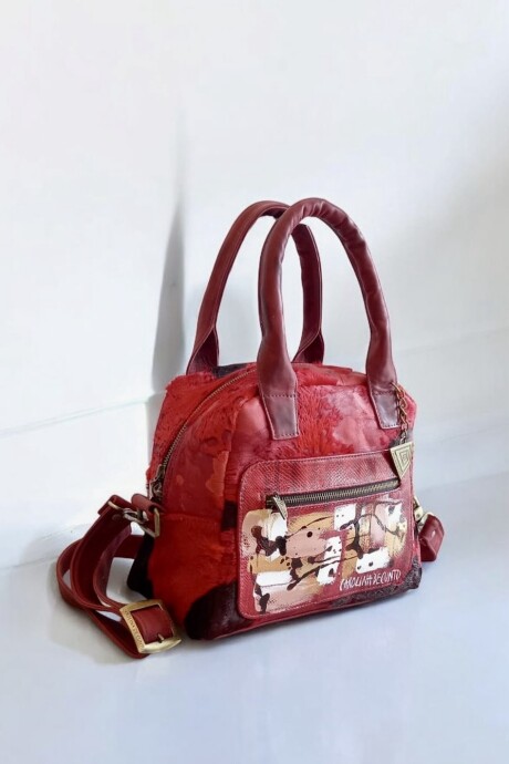 Cartera De Cuero Con Pelo Modelo ISA Color Rojo Cartera De Cuero Con Pelo Modelo ISA Color Rojo