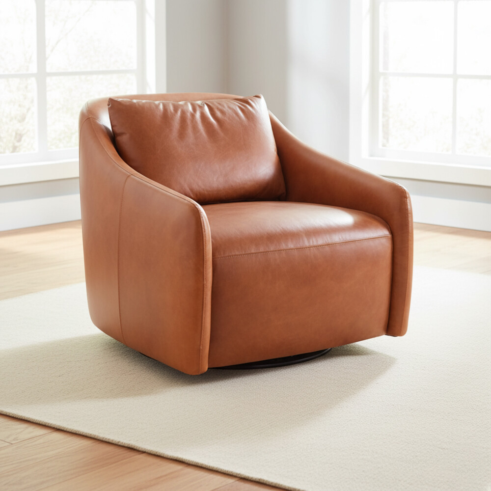 BUTACA GIRATORIA TELA MARRON SKYLAR CASTAÑO