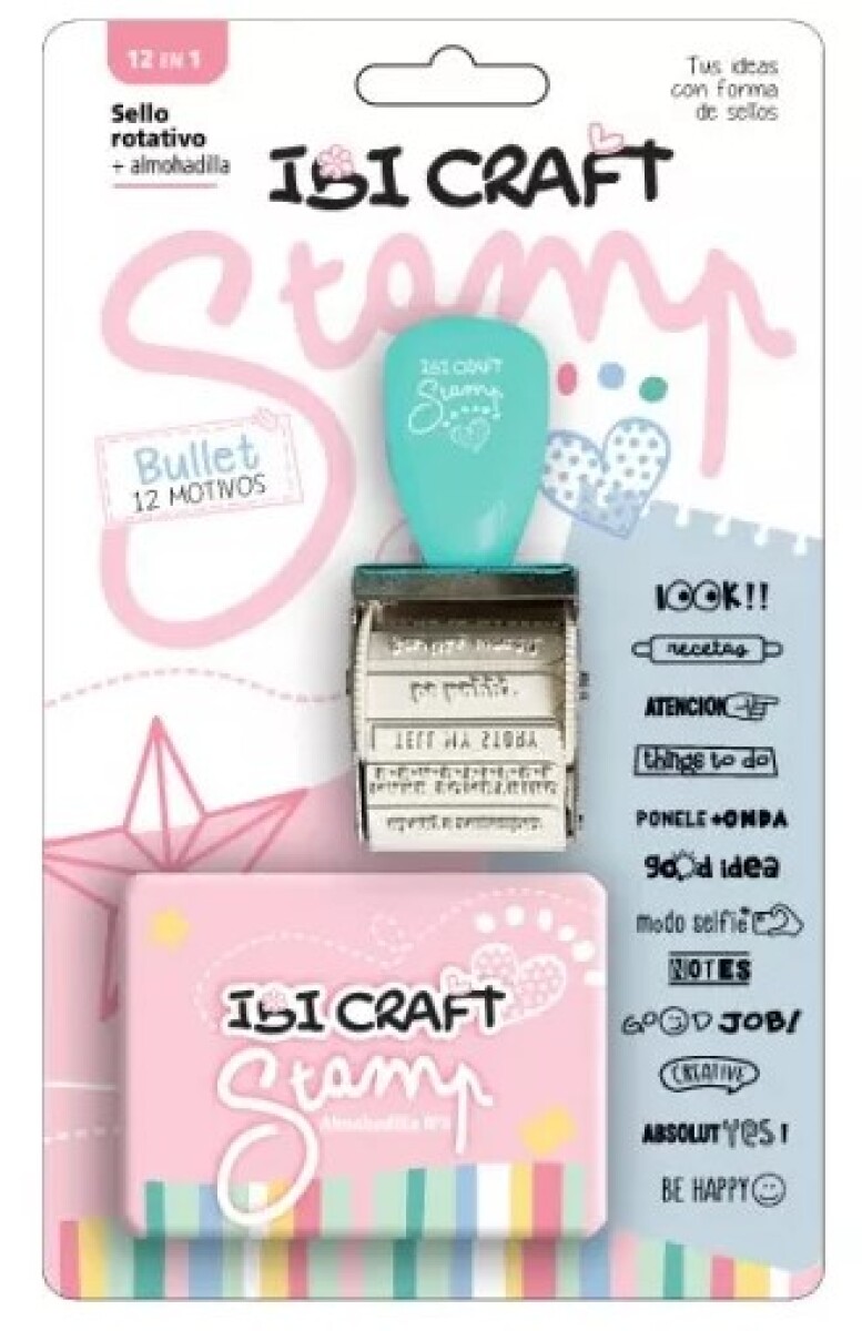 Sello rotativo 12 en 1 ibi crafrt -Bullet y almohadilla - Sello Rotativo 12 En 1 Ibi Crafrt -bullet Y Almohadilla 