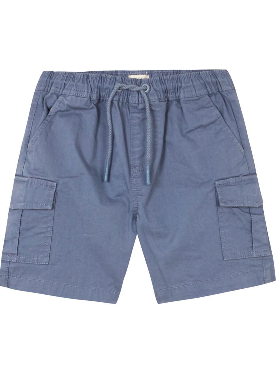 Pantalon Cargo Corto Con Cinturilla Elastica Azul Claro