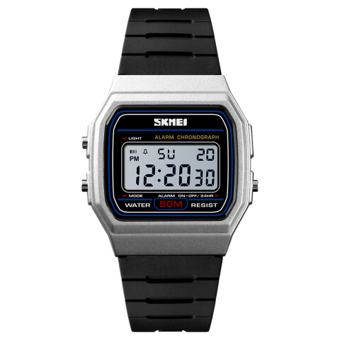Reloj Skmei 1412SI Deportivo Unisex Digital Negro y Plateado Plateado