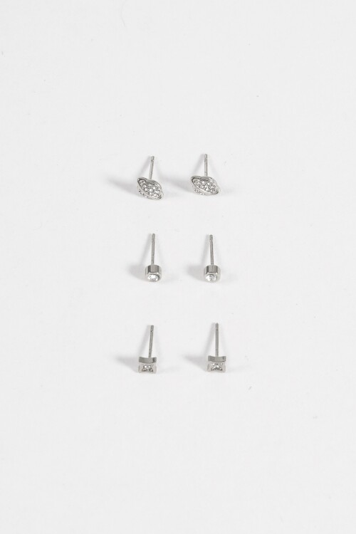 Set caravanas universo acero plateado