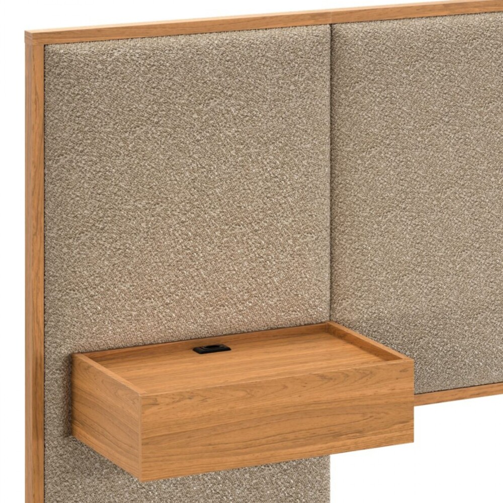 Respaldo 2 plazas con mesa de luz - Moderna Marrón