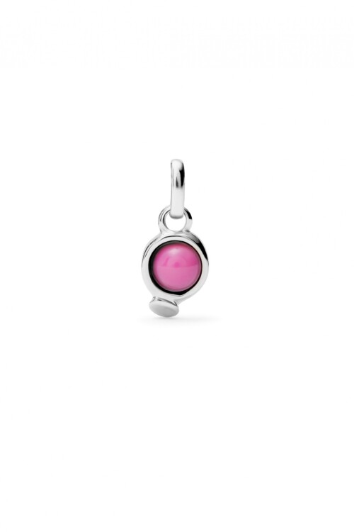 CHARM BAÑADO EN PLATA DE LEY CON PIEDRA ROSA. Charm