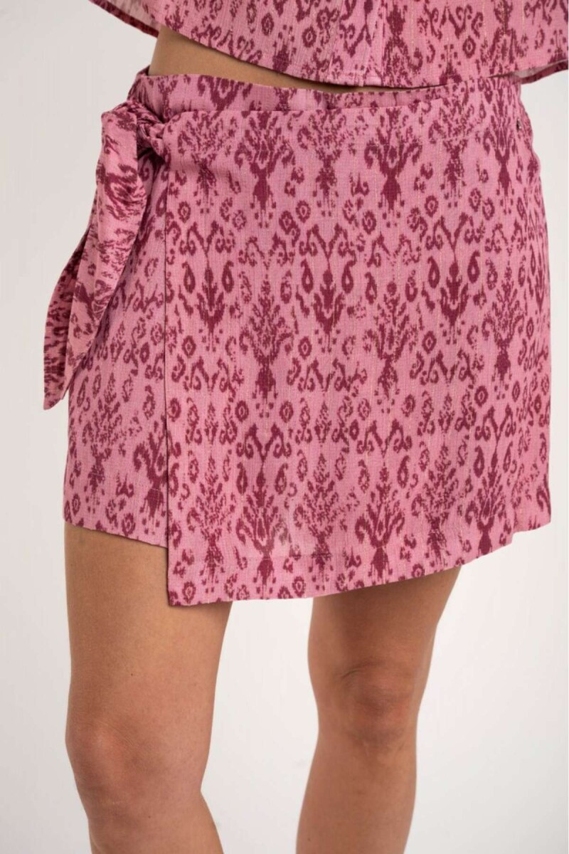 Skort Estampado Lurex - Rosa 
