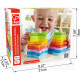 Juego de anillos de madera con doble apilador de arco iris Juego de anillos de madera con doble apilador de arco iris