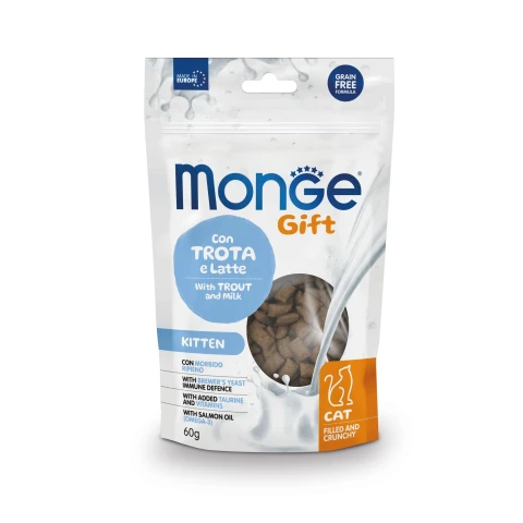 Monge Gift Cat Filled & Crunchy Kitten Trout & Milk 60 gr Monge Gift Cat Filled & Crunchy Kitten Trout & Milk 60 Gr