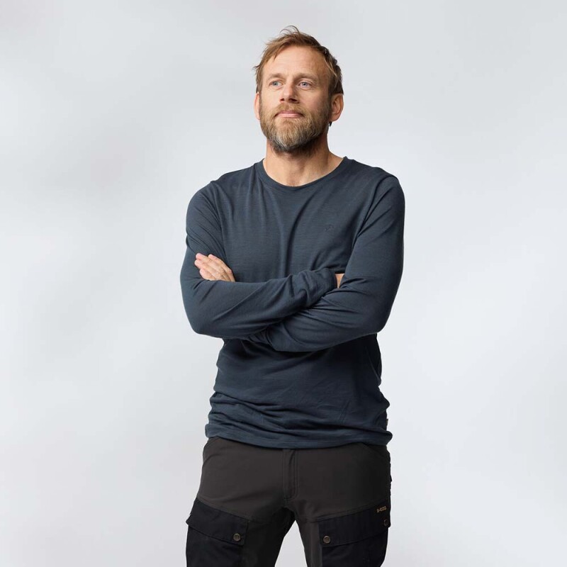 Polo Fjallraven Abisko Wool LS M Hombre Black