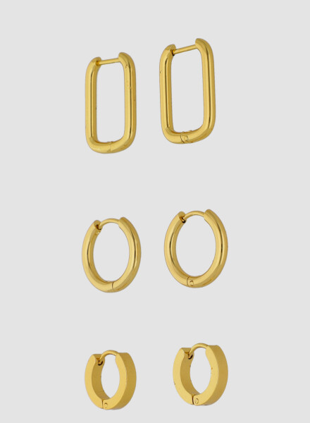 Pack de 3 aros geometricos Oro fuerte
