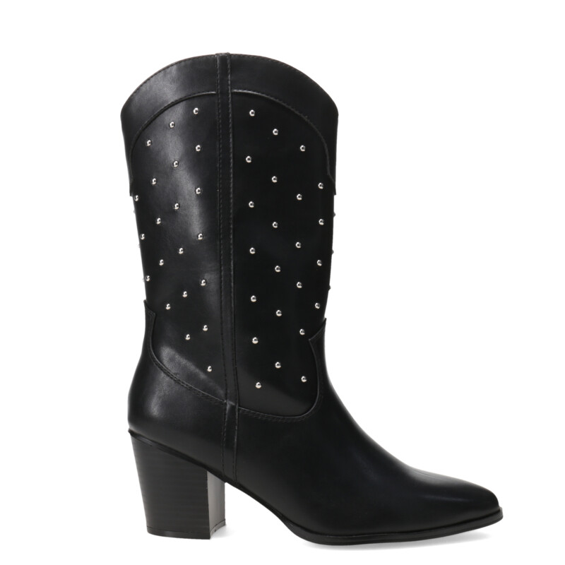 Bota de Mujer Miss Carol TAOS de caña alta con tachas Negro