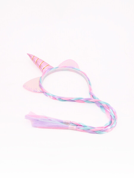 VINCHA CON TRENZA UNICORNIO ROSADO