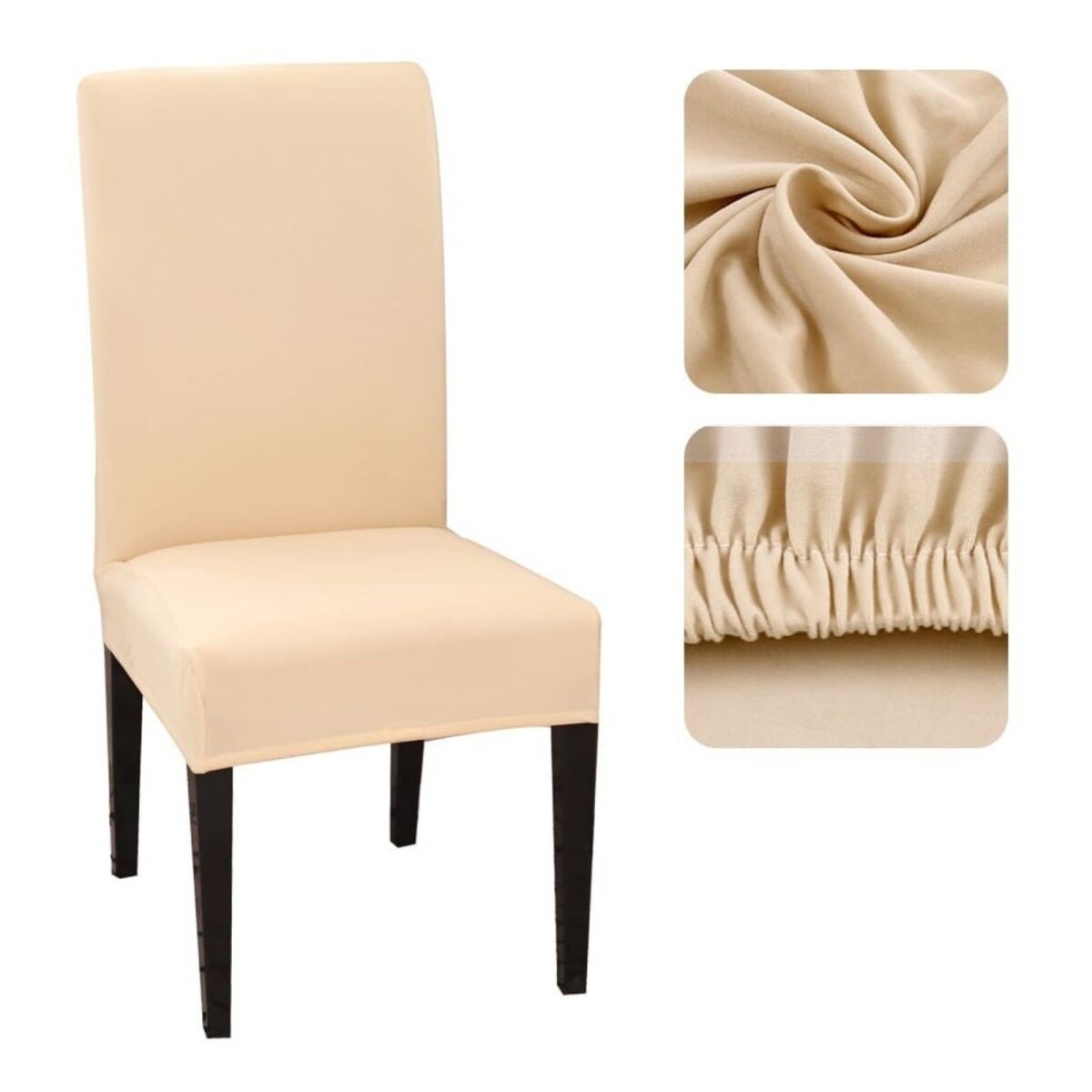 Funda Cubre Sillas Universal Comedor Elastizada Lavable X3 - Color Variante Beige 