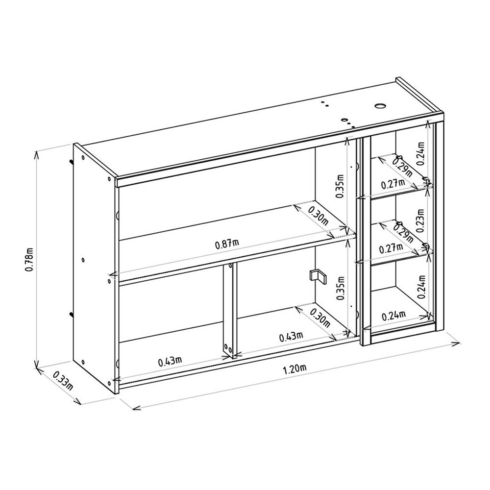 MÓDULO AÉREO 120 CM DOS PUERTAS + 3 ESTANTES CON LUZ LED MODELO ALLURE Módulo Aéreo 120 Cm Dos Puertas + 3 Estantes Con Luz Led Modelo Allure