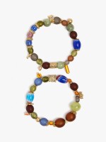 Set De Pulseras Elásticas Cuentas De Cerámica multicolor