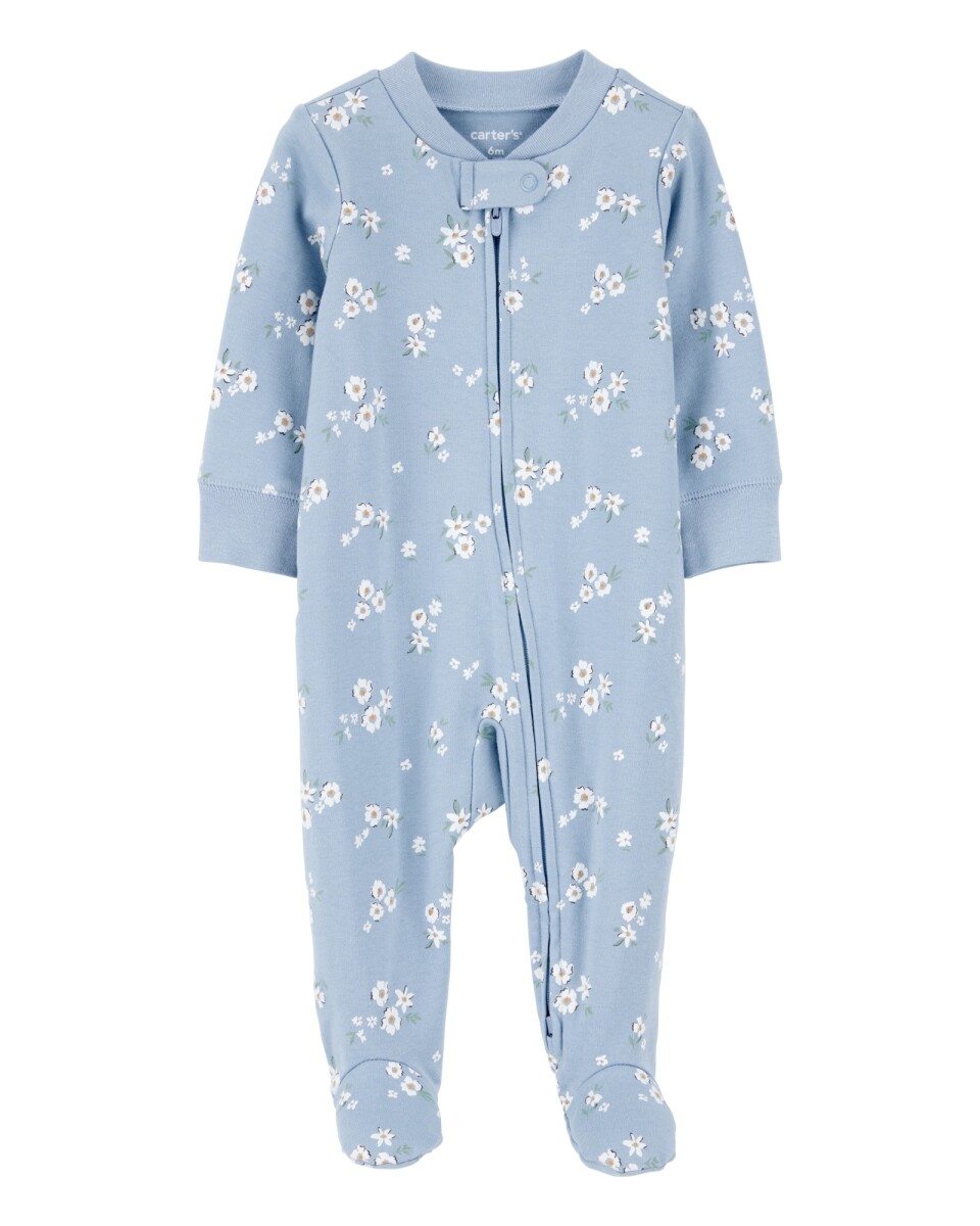 Pijama una pieza de algodón, con pie, diseño floral 