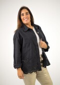Chaqueta de Jean con broderie abajo Negra