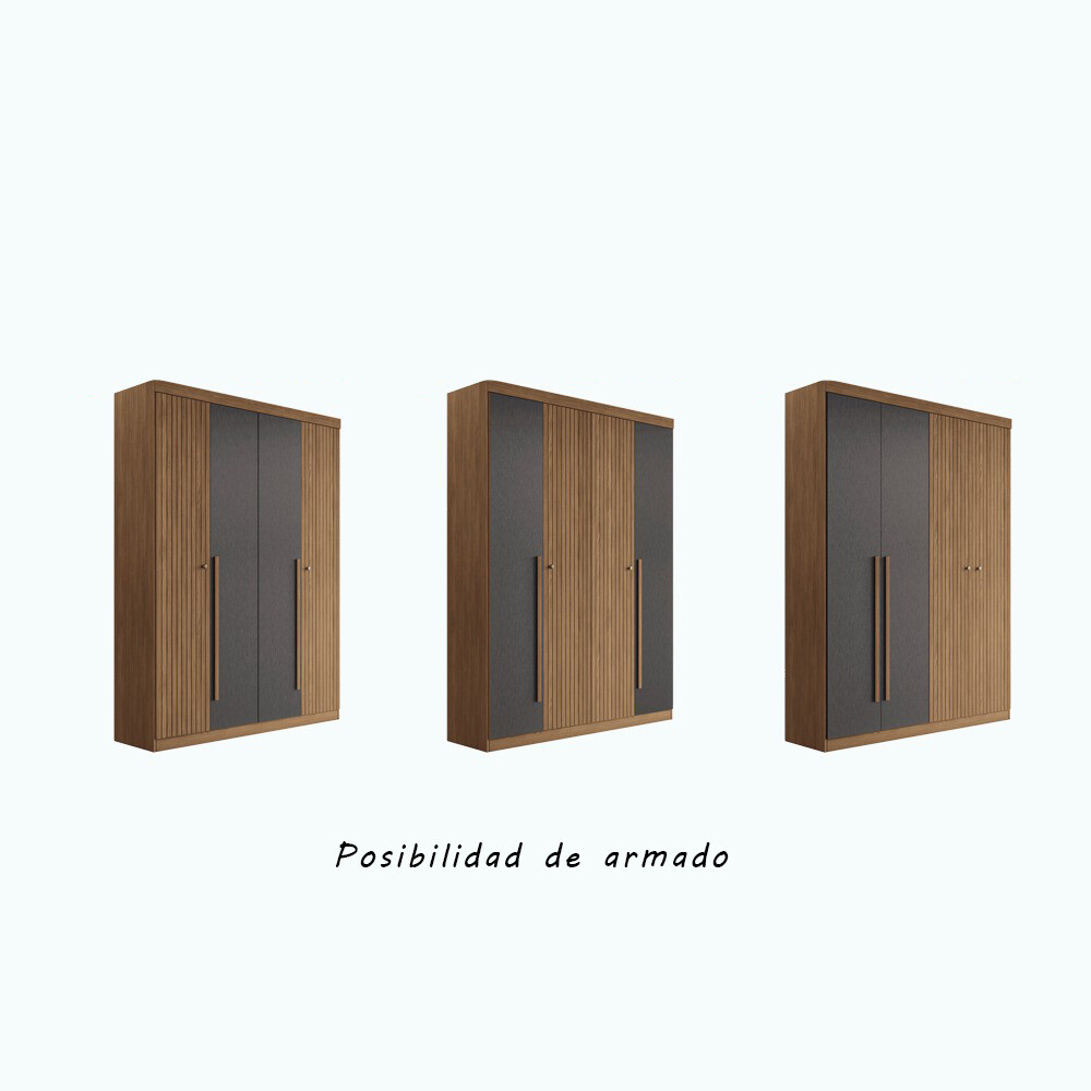 Ropero Buriti 4 Puertas - Linea Fit Marron/Grafito