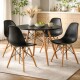 Juego de comedor Con Mesa Circular de 80cm + 4 Sillas Eames Negro/Negro