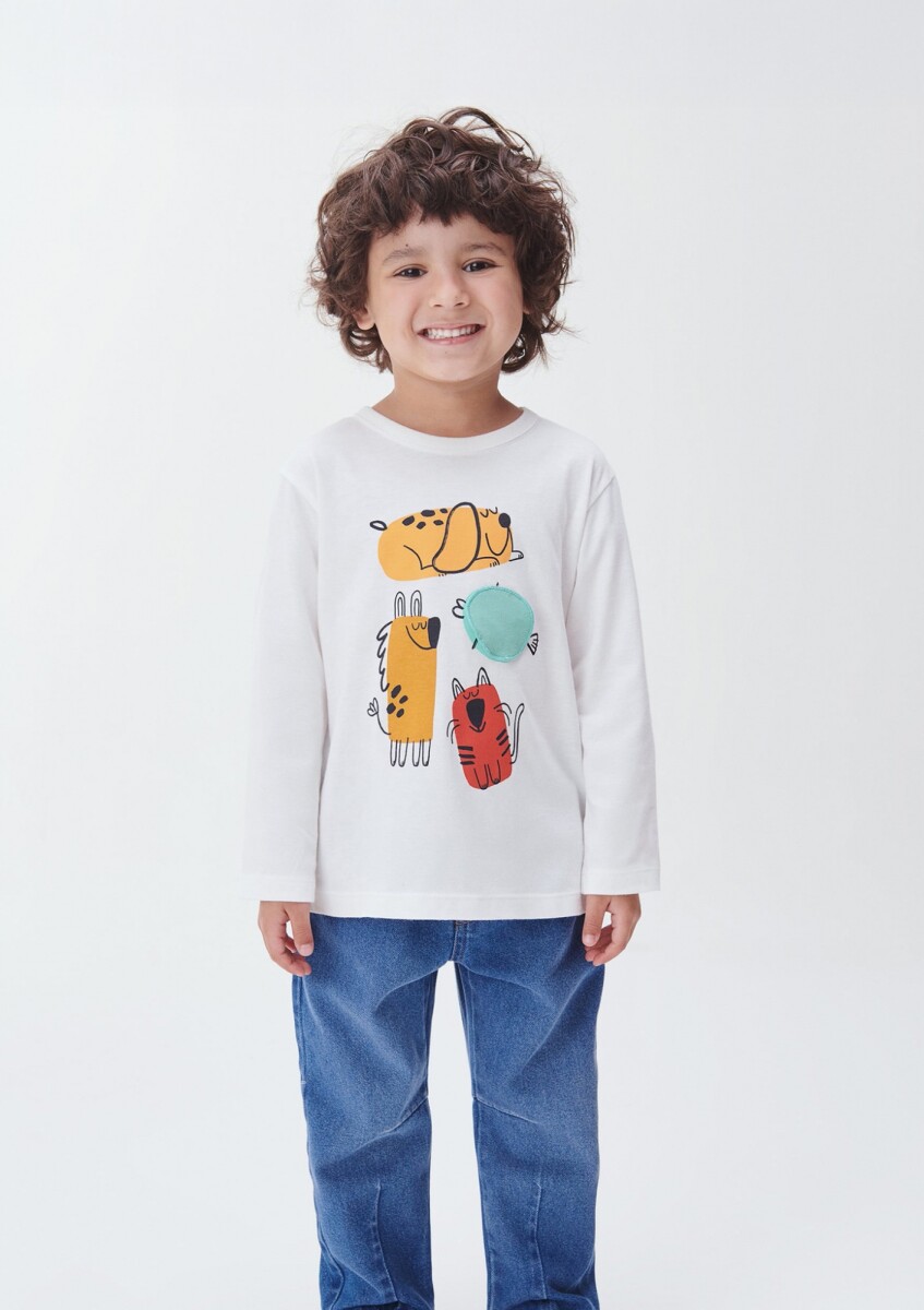 CAMISETA INFANTIL CON ESTAMPA - BEIGE 