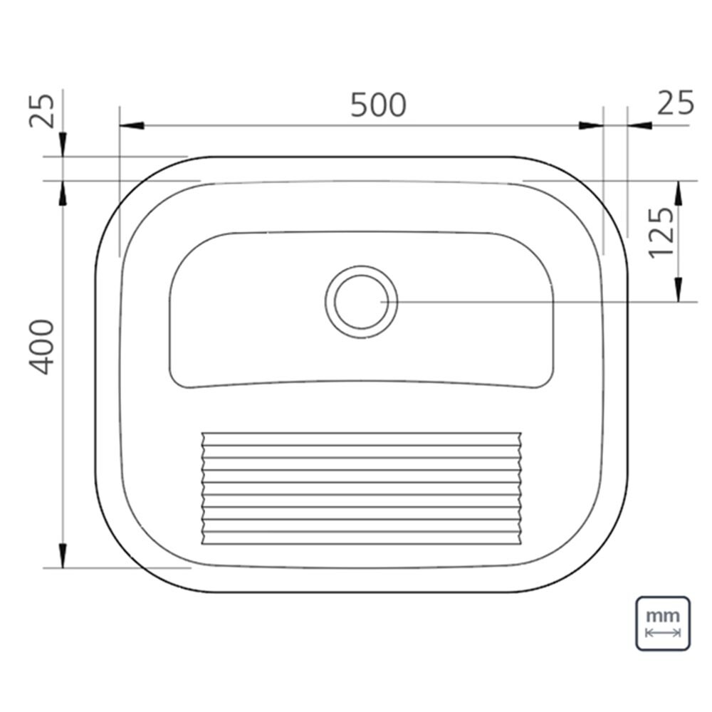 PILETA SIMPLE CON LAVADERO ACERO INOXIDABLE 304 MATE 50x40CM TRAMONTINA Pileta Simple Con Lavadero Acero Inoxidable 304 Mate 50x40cm Tramontina