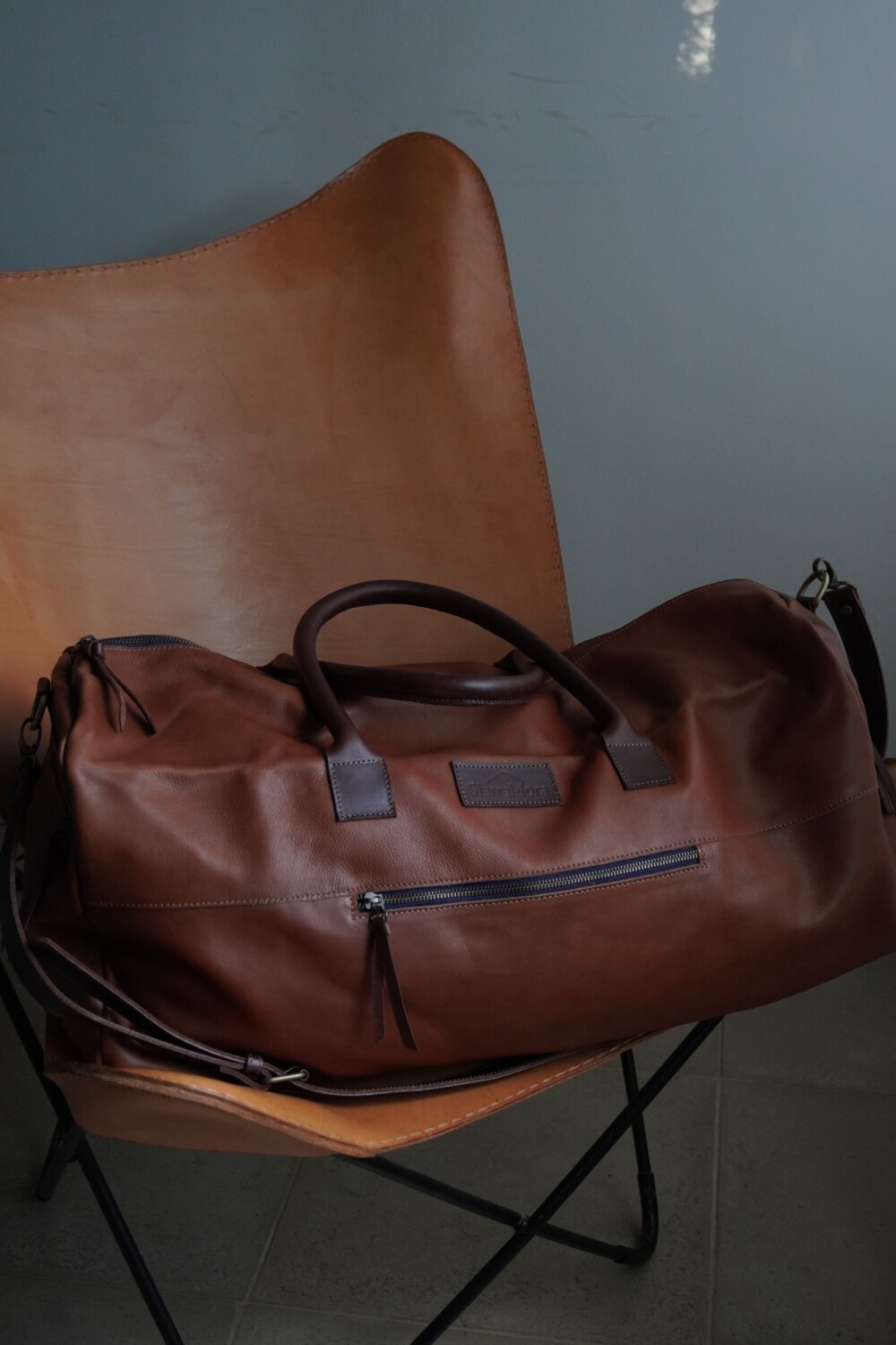 Weekender Bag Caramel Blue Zip