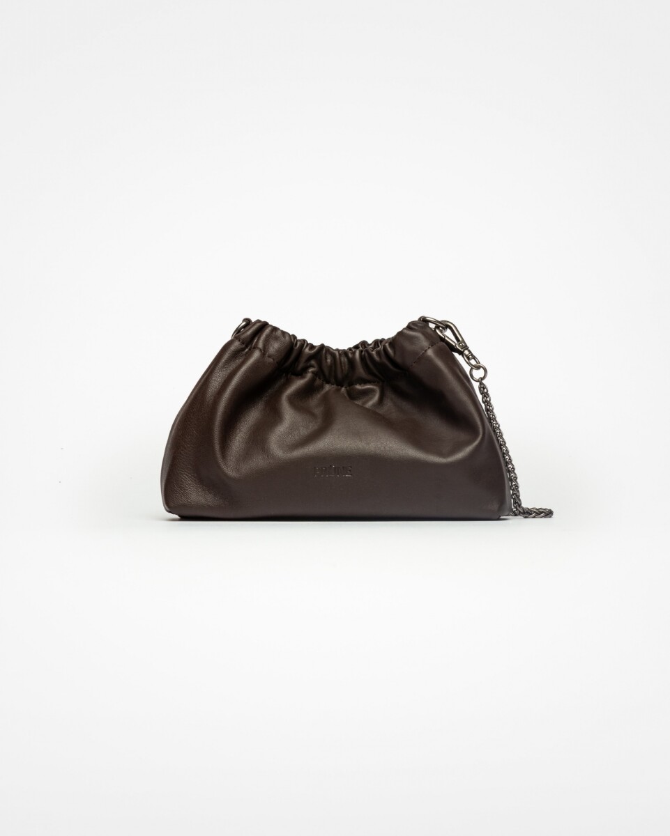 Mini bag Gina en cuero liso - Chocolate 