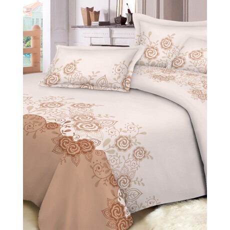 Manta Cotton Flor Glamour 2 plazas sommier con 2 porta almohadas y almohadón 7730965301142