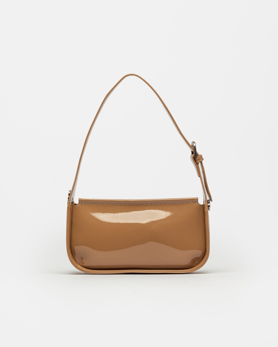 Cartera Al Hombro Leaf en Efecto Cuero Charol - Taupe 