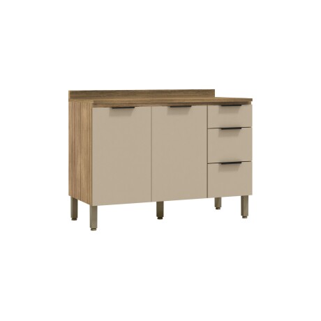 Modulo Bajo Mesada Para Cocina C/Tapa Dos Puertas Tres Cajones De 1.20Cm GAMAS DE BEIGE