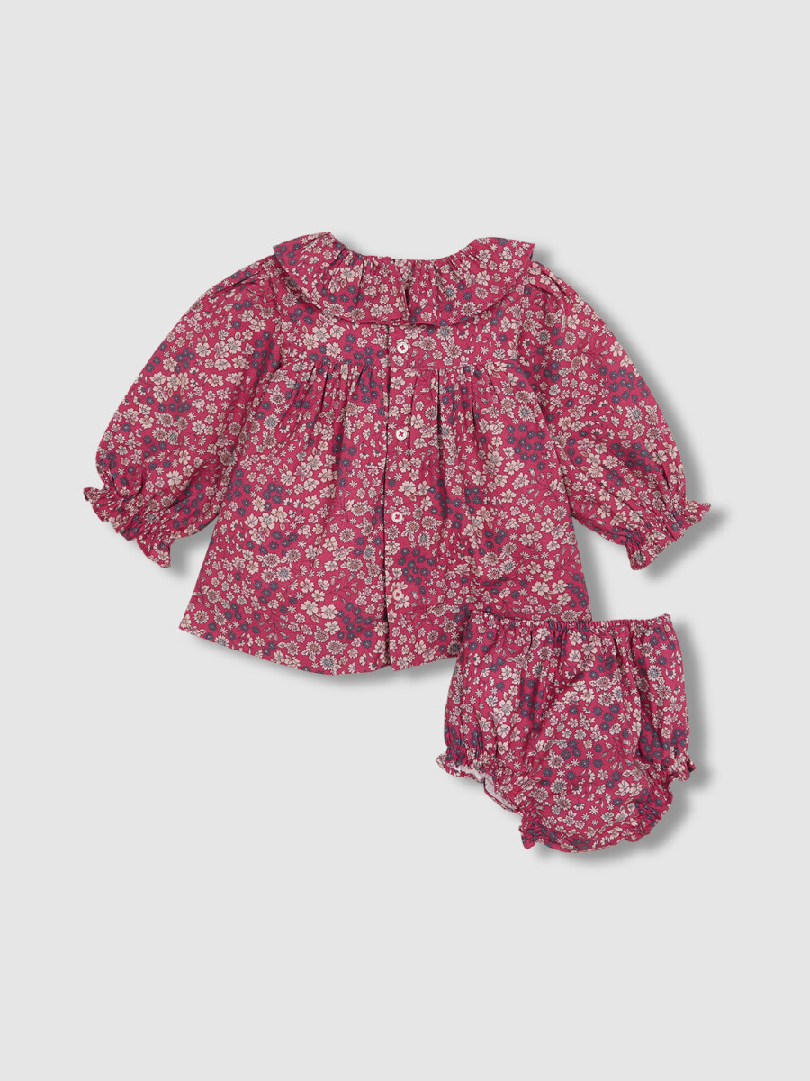 Vestido De Flores Con Cuello Volante Y Lazo Rosa Rosa Maquillaje