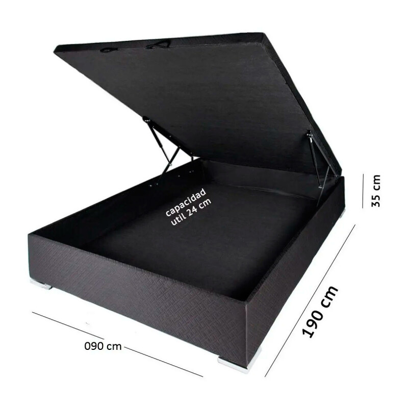 CAMA BAUL 1 plaza 90 x 190 Patas Metal N/A