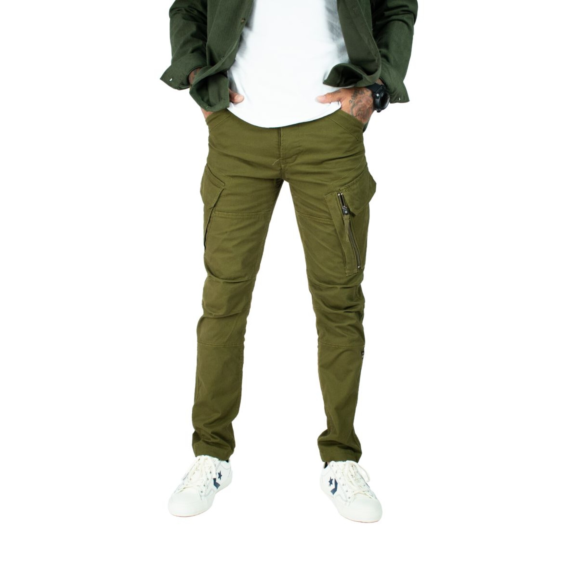 Pantalones Cargo DEF Homem (30 - Verde)