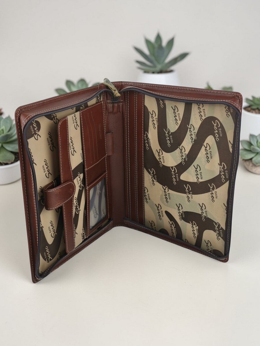 Dosier Mediano Profesional en cuero genuino - Marrón 