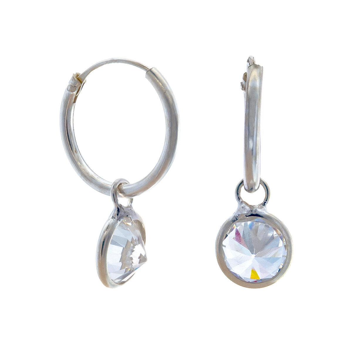 Par de aros de plata 925 con circonia. 