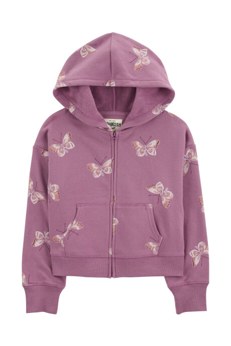 Campera de algodón con felpa, diseño mariposas Sin color