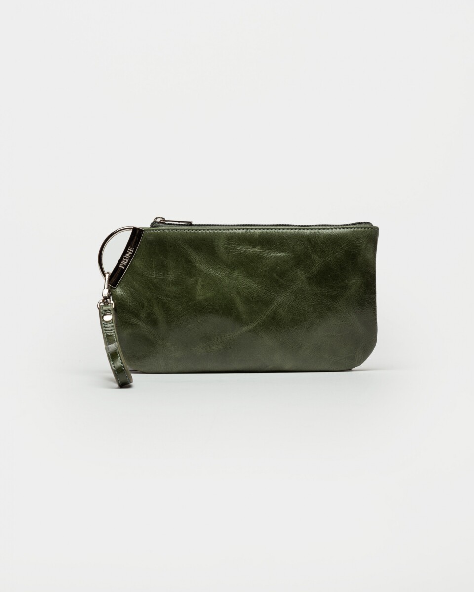 Porta Cosméticos Katy En Cuero Liso - Verde 