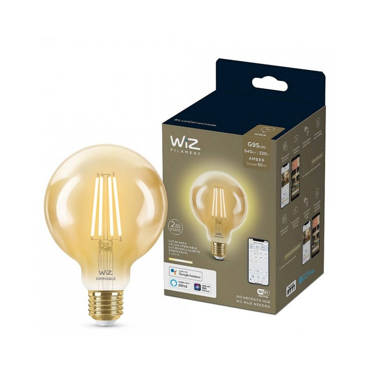 Lámpara LED WIZ Wifi Filamento Globo 6.9W E27 