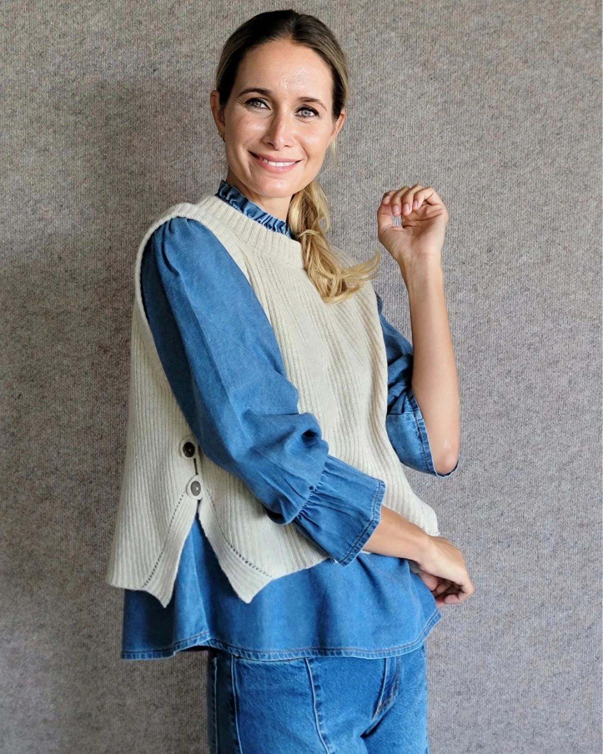 Chaleco Olivia arena talle unico