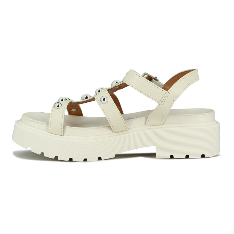 Sandalias Mujer Vizzano Tachas Y Hebilla Blanco