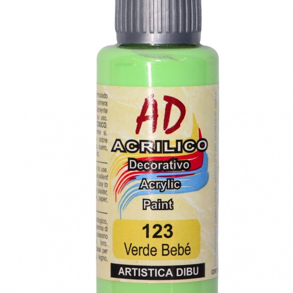 PINTURA ACRILICA ARTISTICA DIBU 60 ML. DIFERENTES COLORES COLOR VERDE BEBE 123