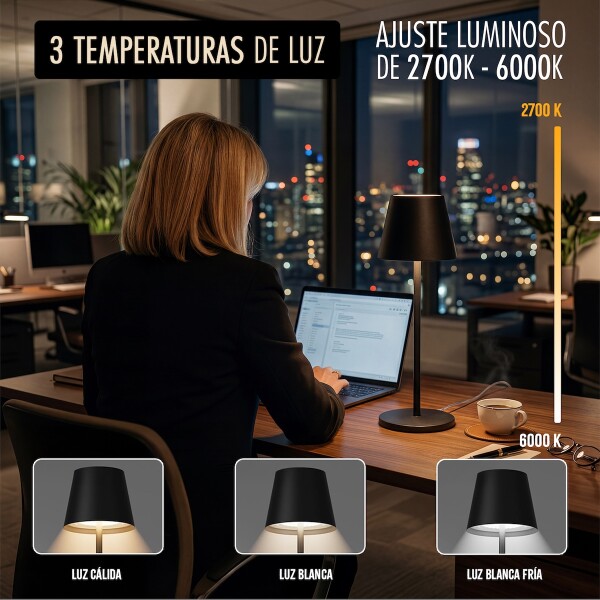Lampara Escritorio Mesa Velador Led Recargable Inalambrica IMBACK Color Negro Lampara Escritorio Mesa Velador Led Recargable Inalambrica IMBACK Color Negro