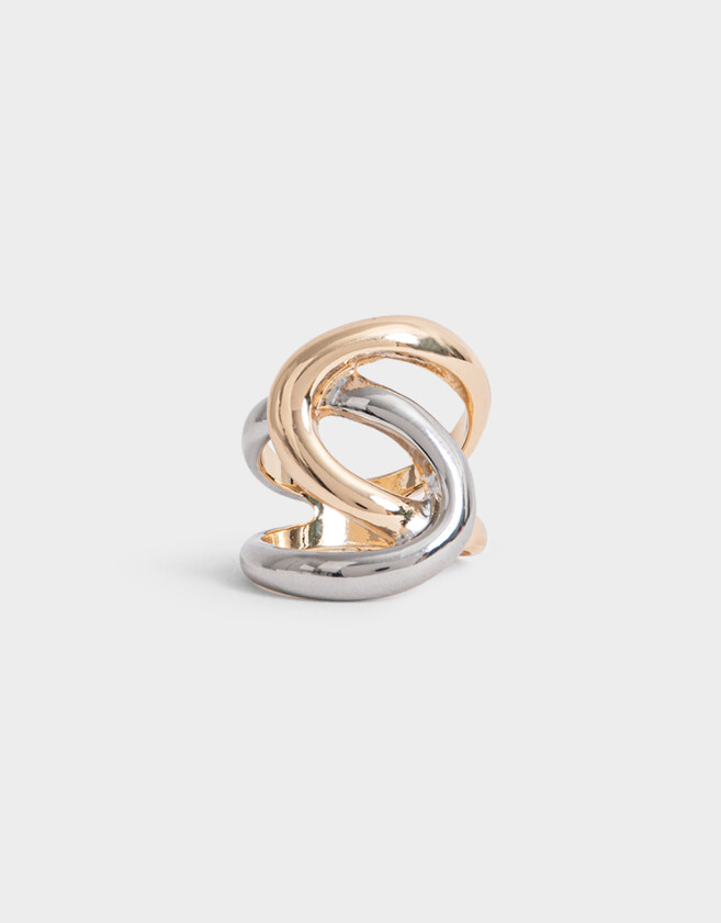 Anillos Medianos y Grandes De metal Anillo Metal Ondulado Mixplating - Combinacion Bicolor