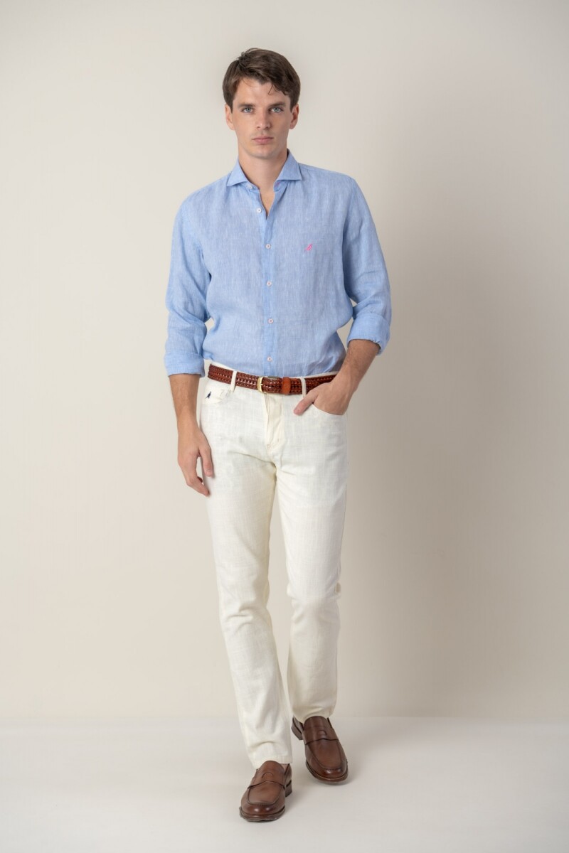 Pantalón 5 bolsillos de Lino - Crudo 