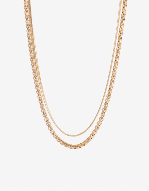 Collares Cortos Metal Collar De Cadenas - Dorado