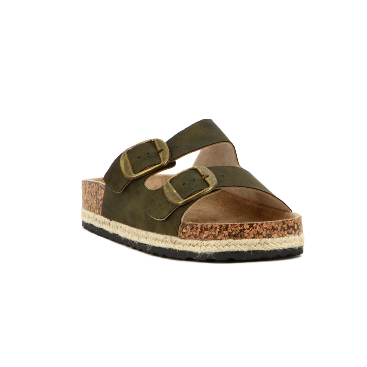 Sandalias Mujer Darkness Dos Tiras Con Hebillas - Oliva 